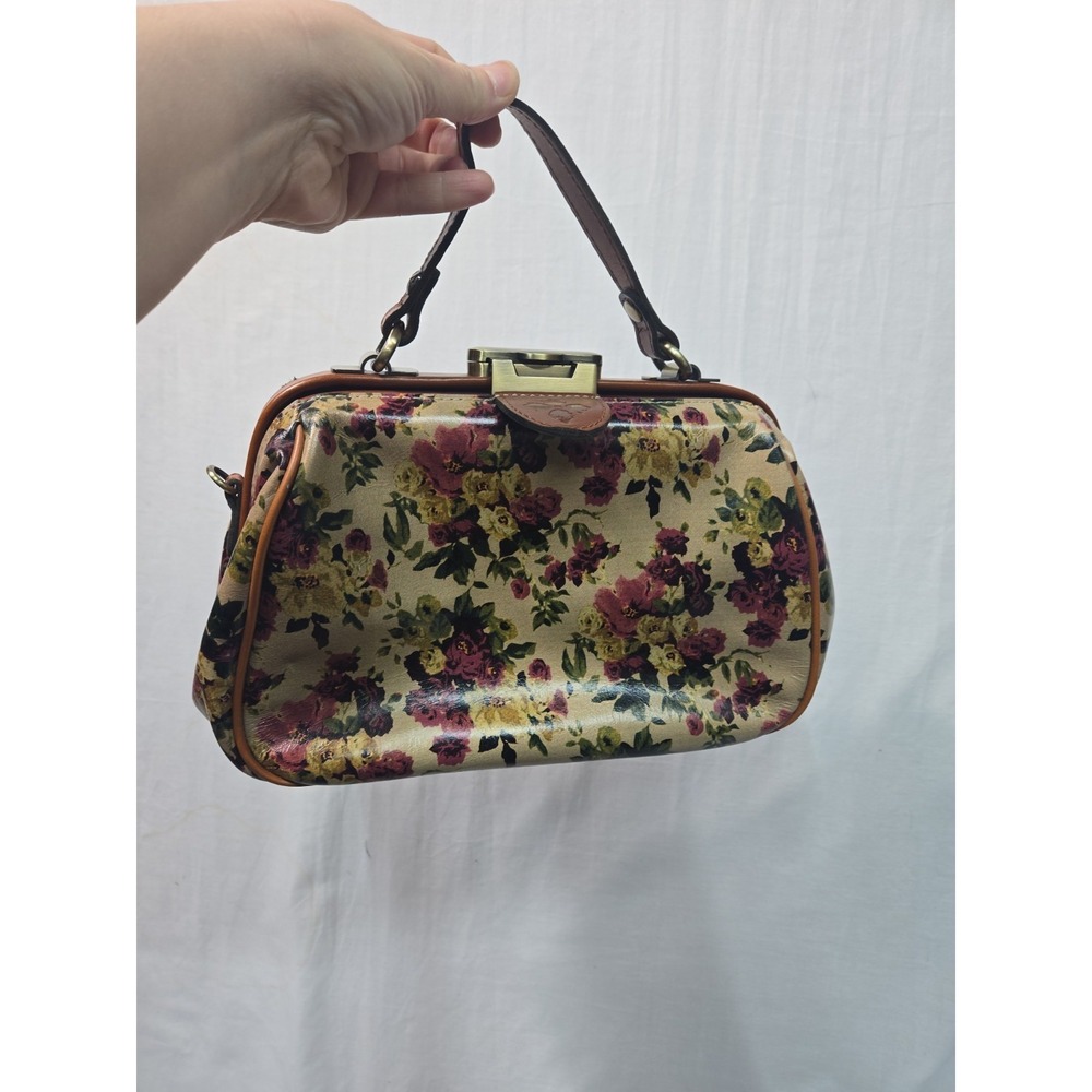 Patricia Nash Gracchi Leather Hand Bag, Antique Rose Floral Print Doctor Bag